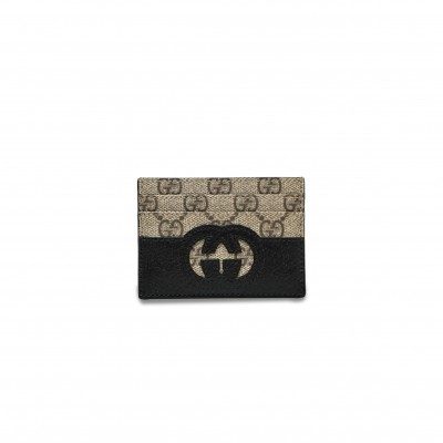 GUCCI CANVAS WITH LEATHER BINDING CARD HOLDER 701425 (10*7cm)